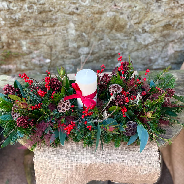 Ruby Red Christmas Centrepiece